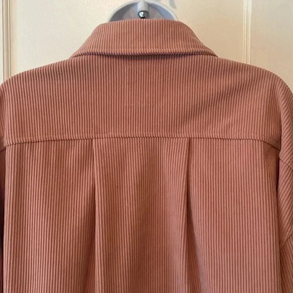 Avec Les Filles Corduroy Relaxed Fit Shacket Shirt Crop Jacket Womens Large Pink - Picture 8 of 17